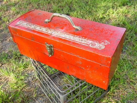 old metal tool box with decorative corners|old metal tool boxes.